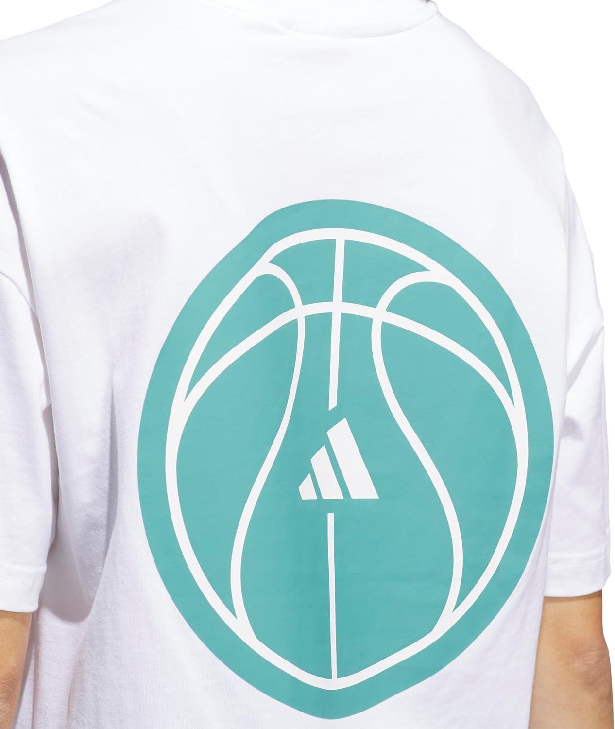 image:imageadidas Womens Basketball Graphic TShirtWhitePowder Teal