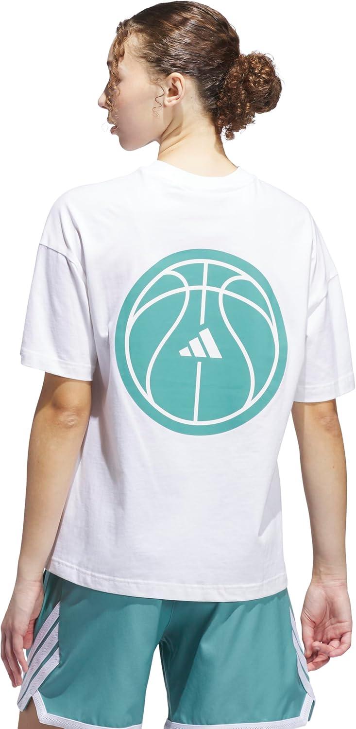 image:imageadidas Womens Basketball Graphic TShirtWhitePowder Teal