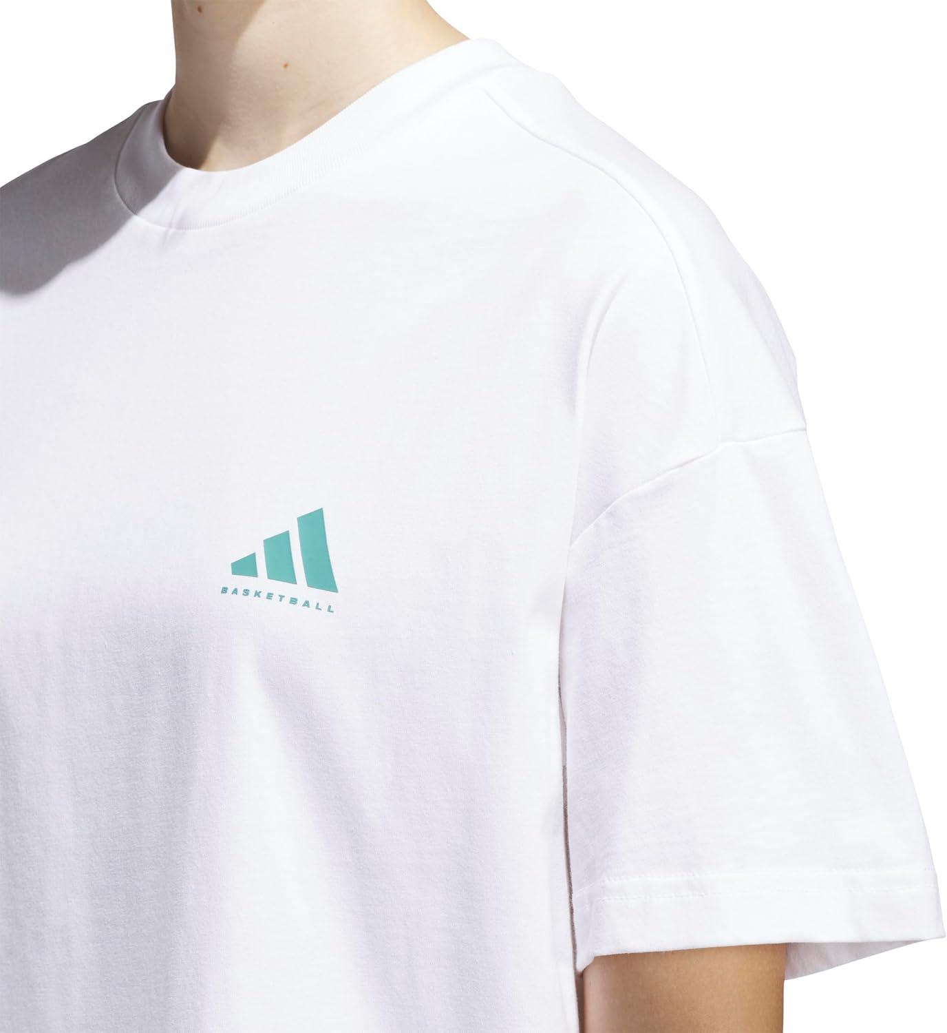 image:imageadidas Womens Basketball Graphic TShirtWhitePowder Teal