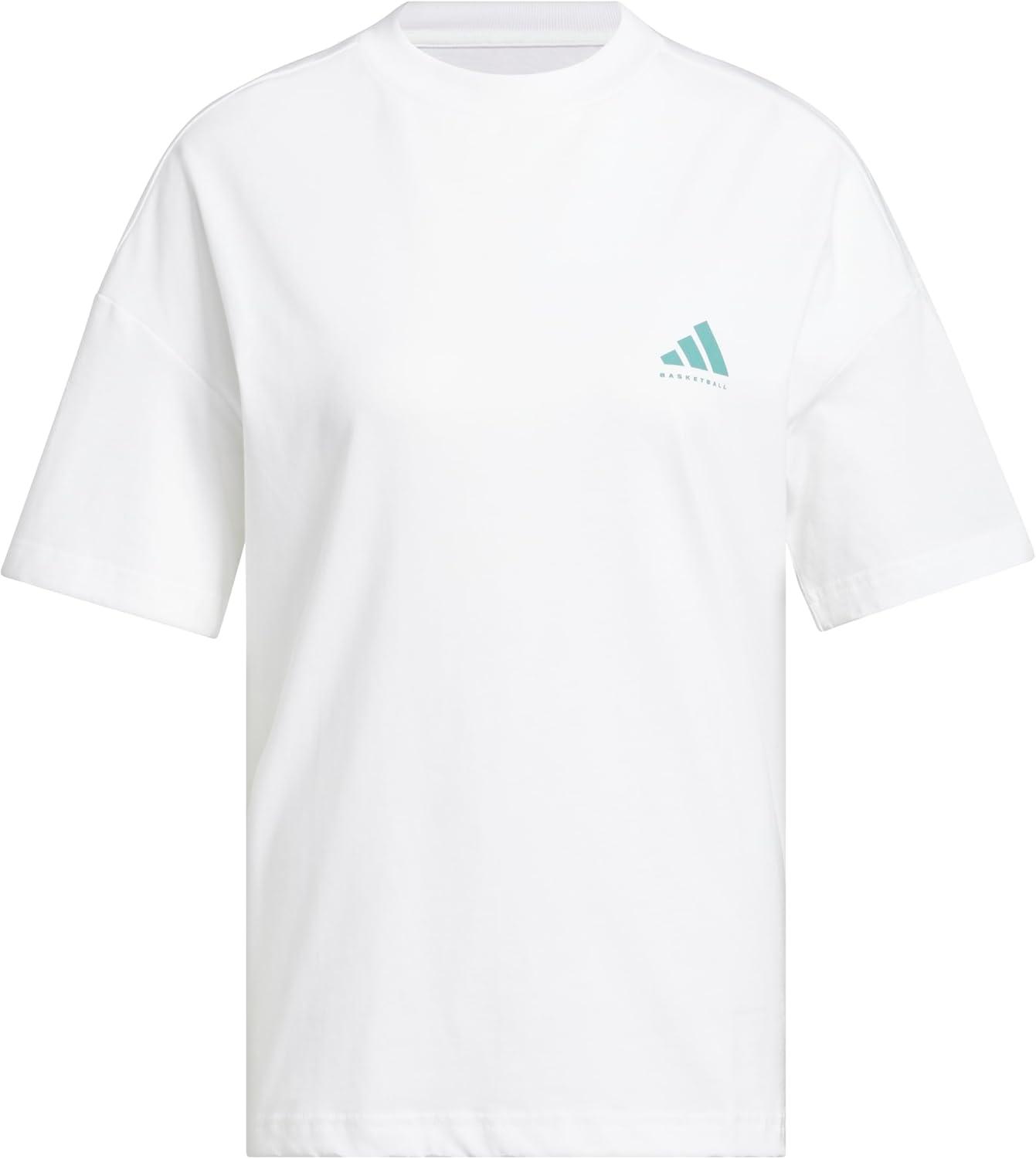 image:imageadidas Womens Basketball Graphic TShirtWhitePowder Teal
