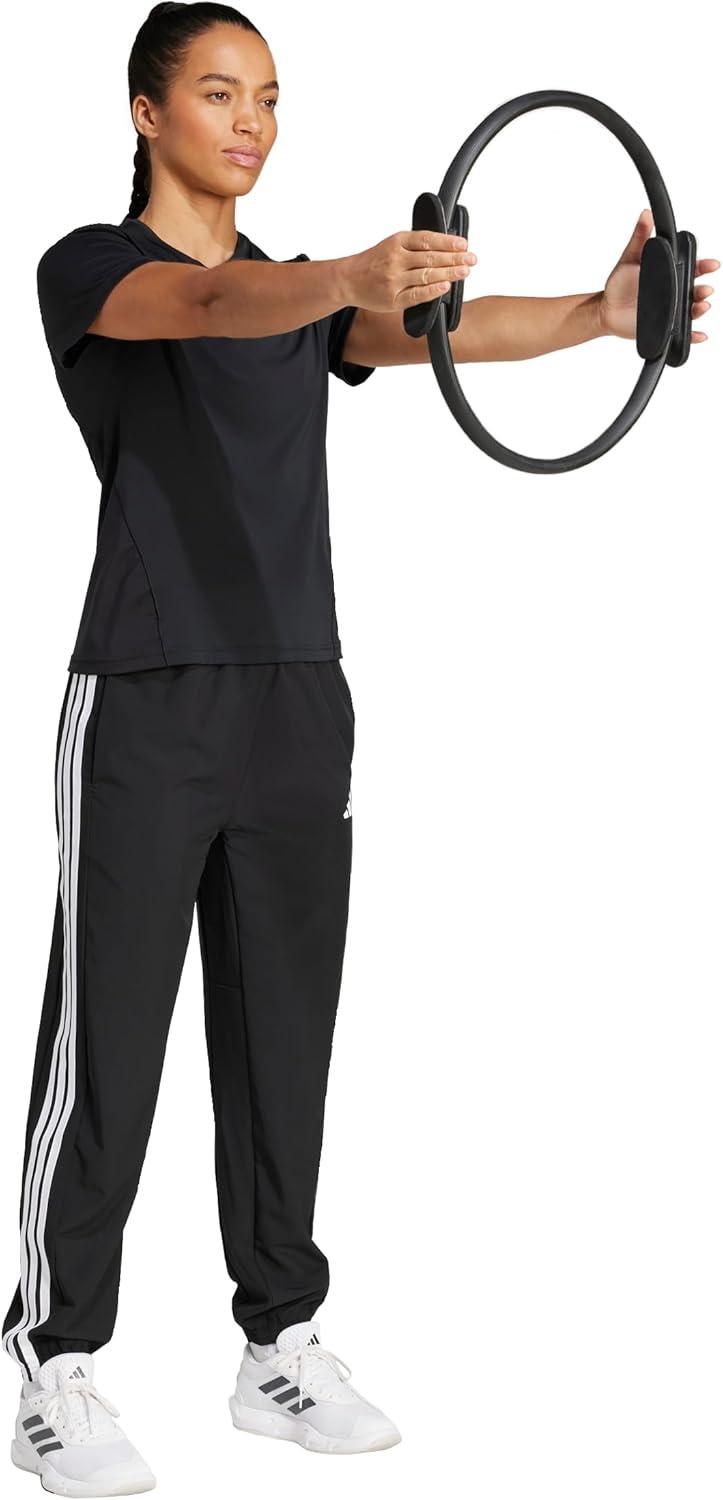 image:imageadidas Womens Train Essentials 3Stripes Woven PantsBlackWhite