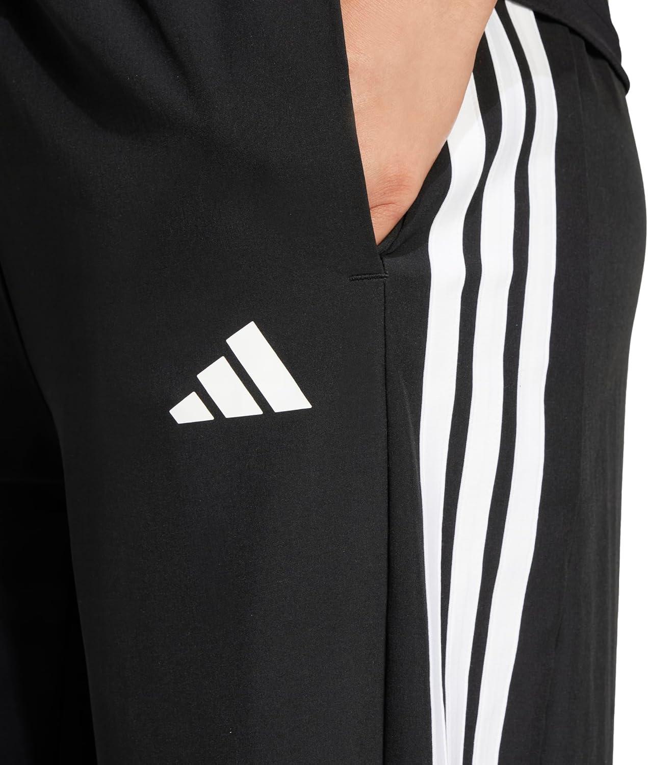 image:imageadidas Womens Train Essentials 3Stripes Woven PantsBlackWhite