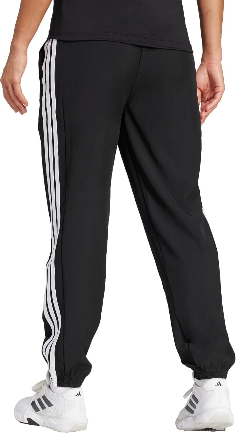 image:imageadidas Womens Train Essentials 3Stripes Woven PantsBlackWhite