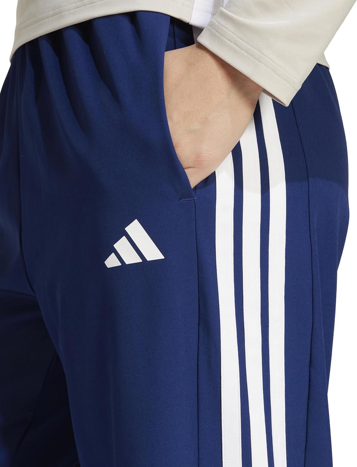 image:imageadidas Womens Train Essentials 3Stripes Woven PantsDark Blue White