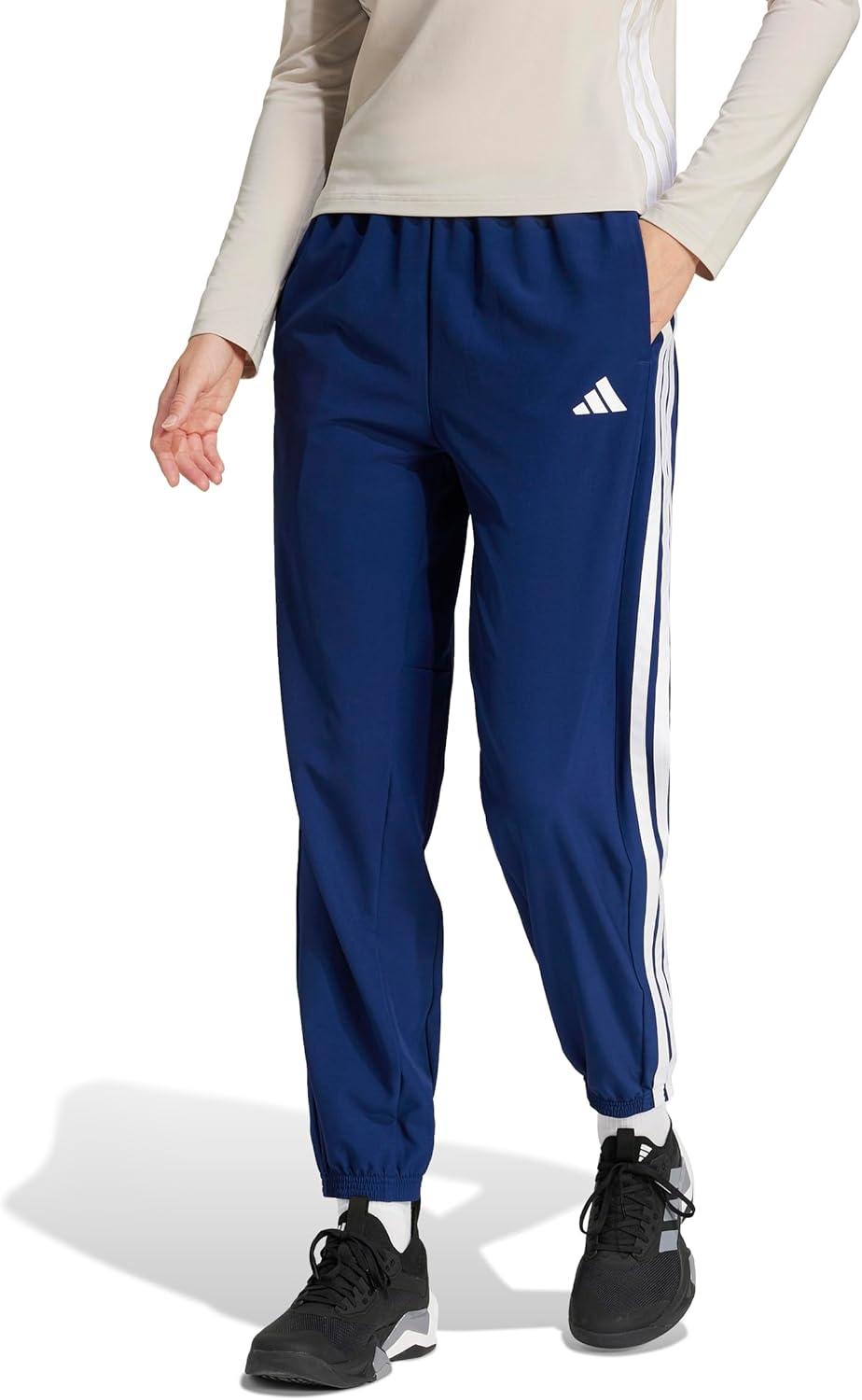 image:imageadidas Womens Train Essentials 3Stripes Woven PantsDark Blue White