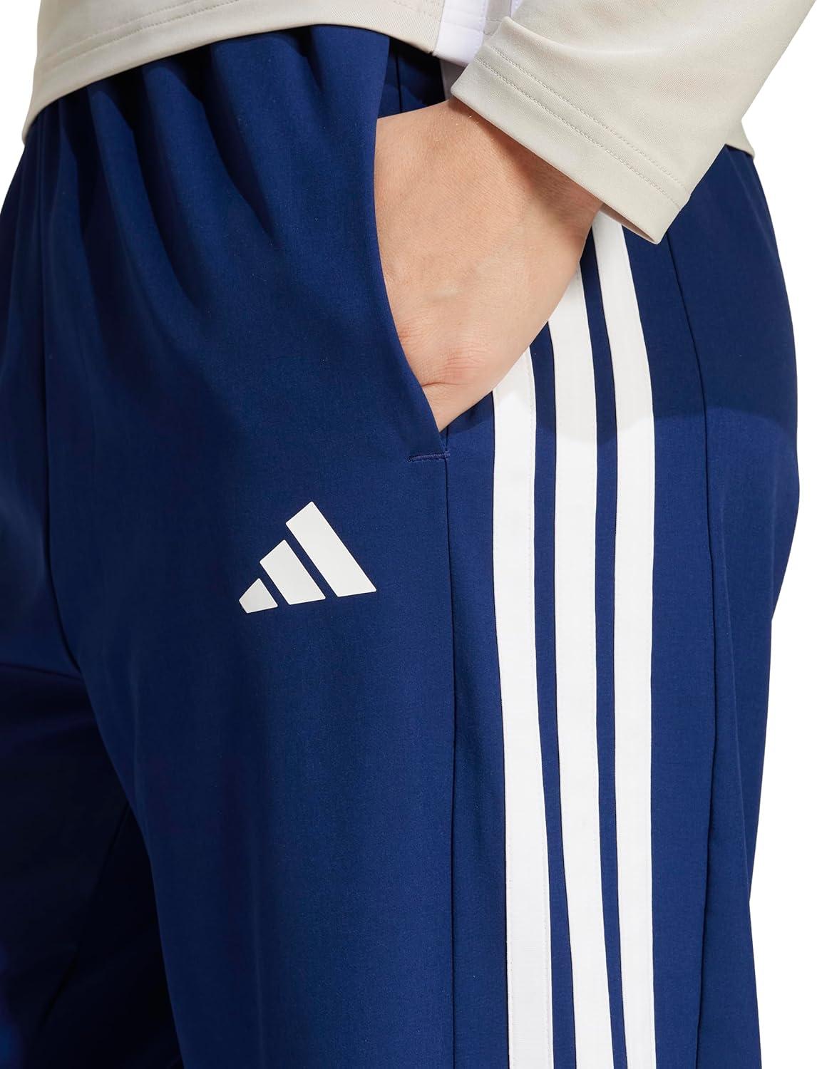 image:imageadidas Womens Train Essentials 3Stripes Woven PantsDark BlueWhite