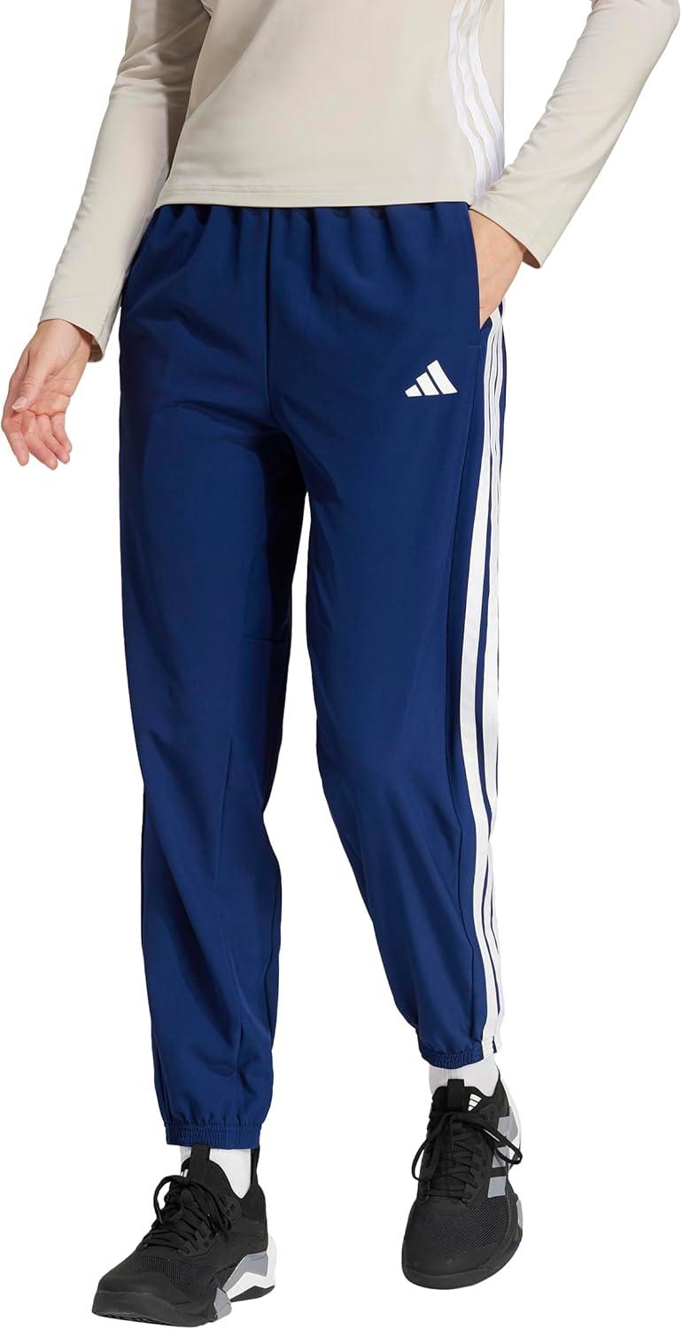 image:imageadidas Womens Train Essentials 3Stripes Woven PantsDark BlueWhite