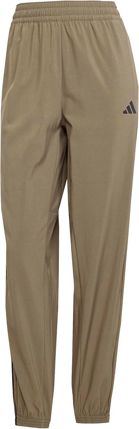 image:imageadidas Womens Train Essentials 3Stripes Woven PantsOlive StrataBlack