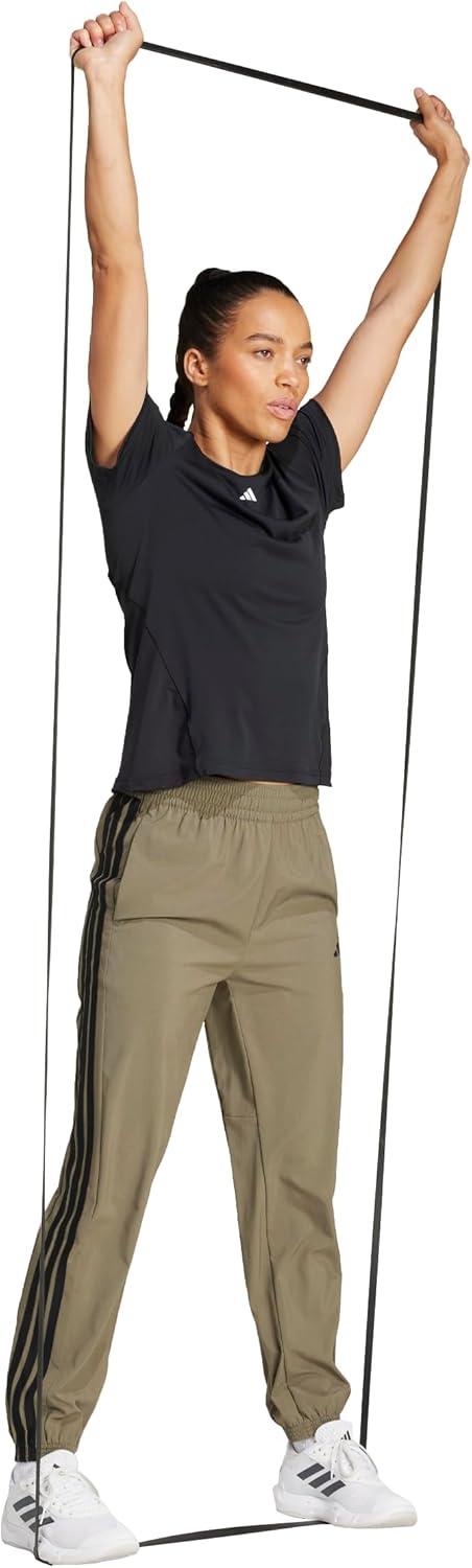 image:imageadidas Womens Train Essentials 3Stripes Woven PantsOlive StrataBlack