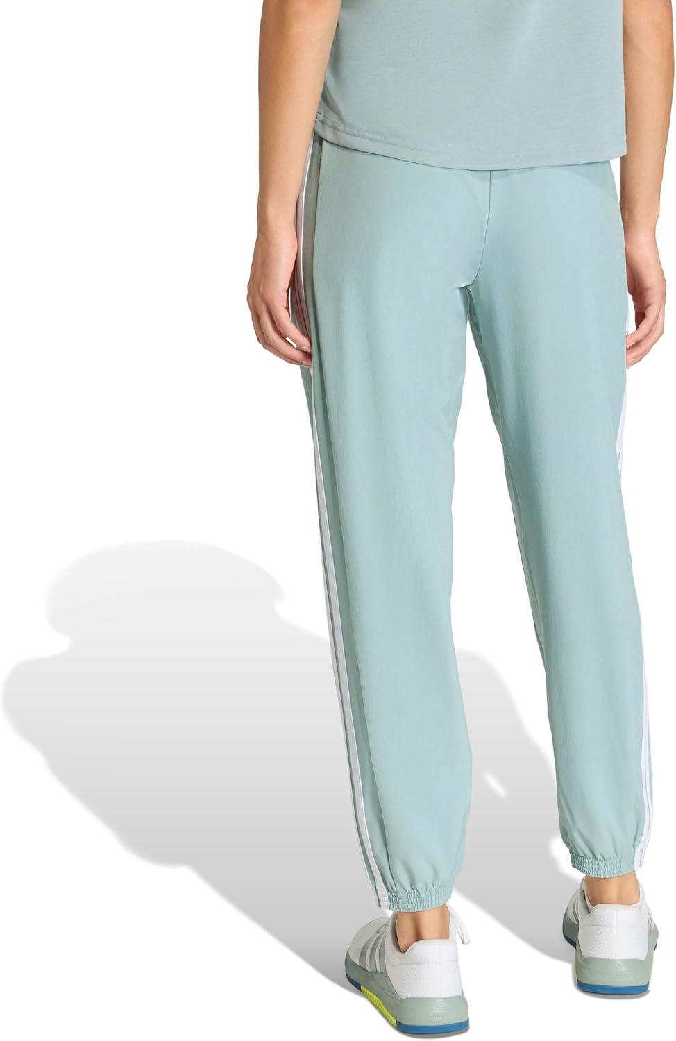 image:imageadidas Womens Train Essentials 3Stripes Woven PantsWonder SageWhite