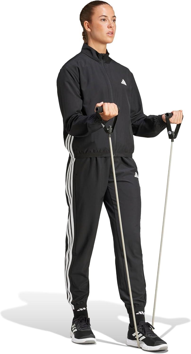 image:imageadidas Womens Train Essentials 3Stripes Woven Warm Up Jacket BlackWhite Small