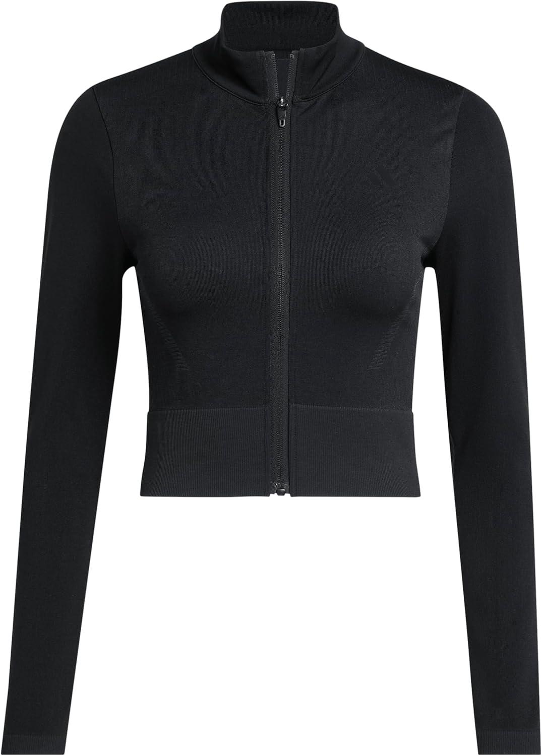 image:imageadidas womens Essentials Fullzip Knit Workout JacketBlack