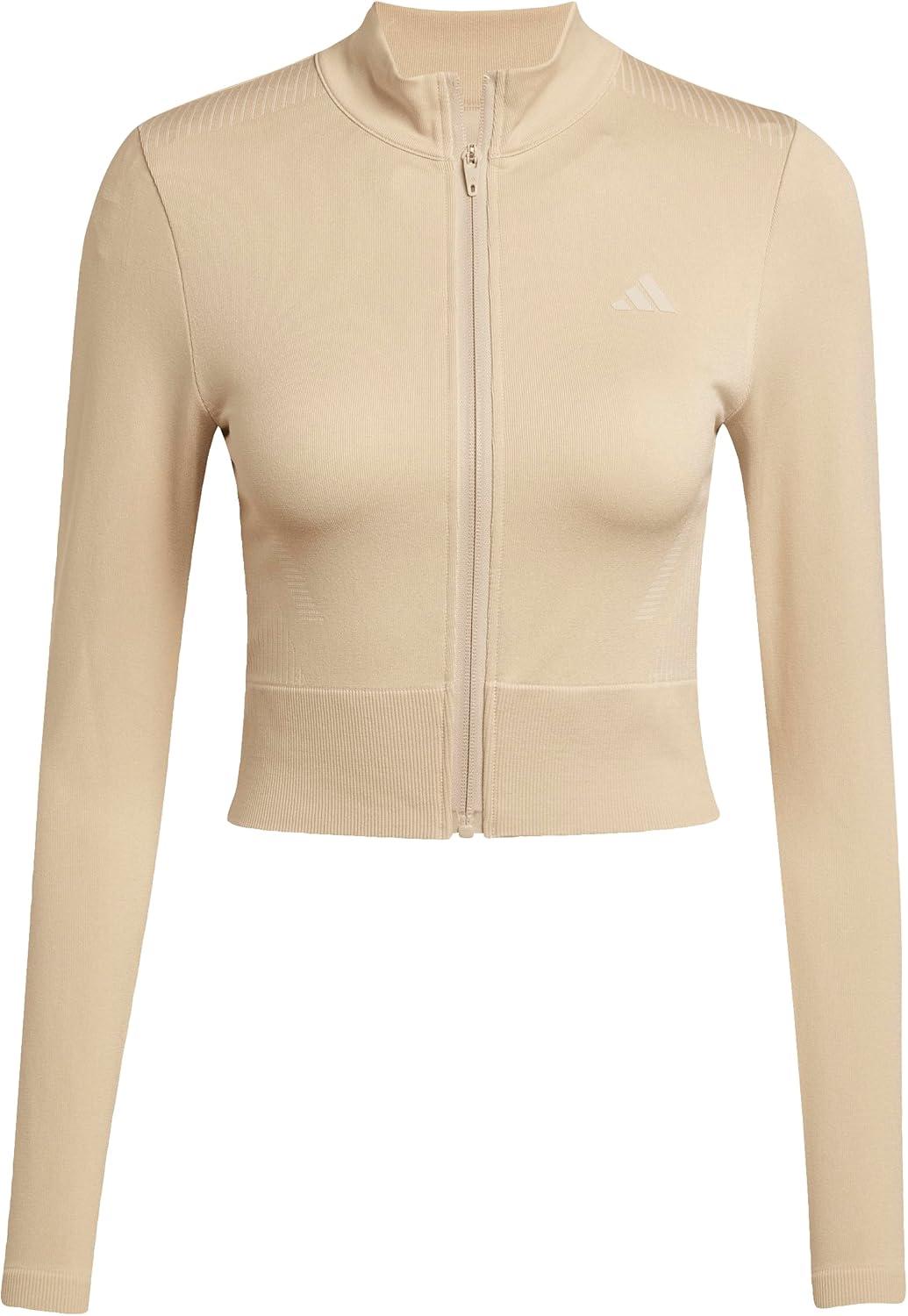 image:imageadidas womens Essentials Fullzip Knit Workout JacketWonder Alumina