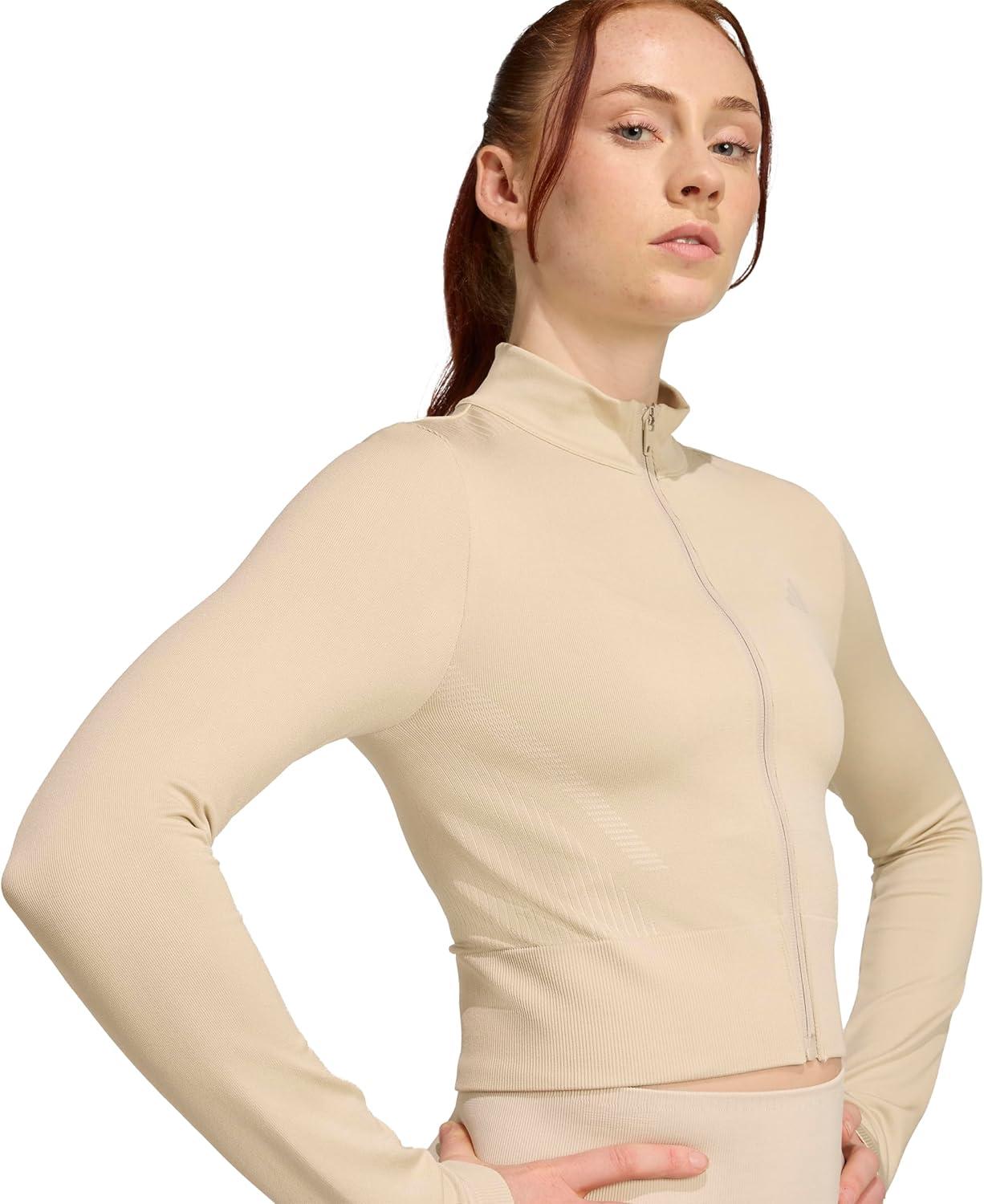 image:imageadidas womens Essentials Fullzip Knit Workout JacketWonder Alumina