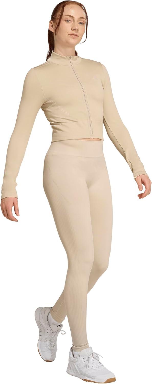 image:imageadidas womens Essentials Fullzip Knit Workout JacketWonder Alumina