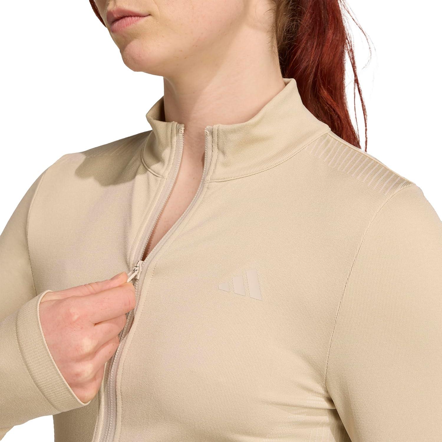 image:imageadidas womens Essentials Fullzip Knit Workout JacketWonder Alumina