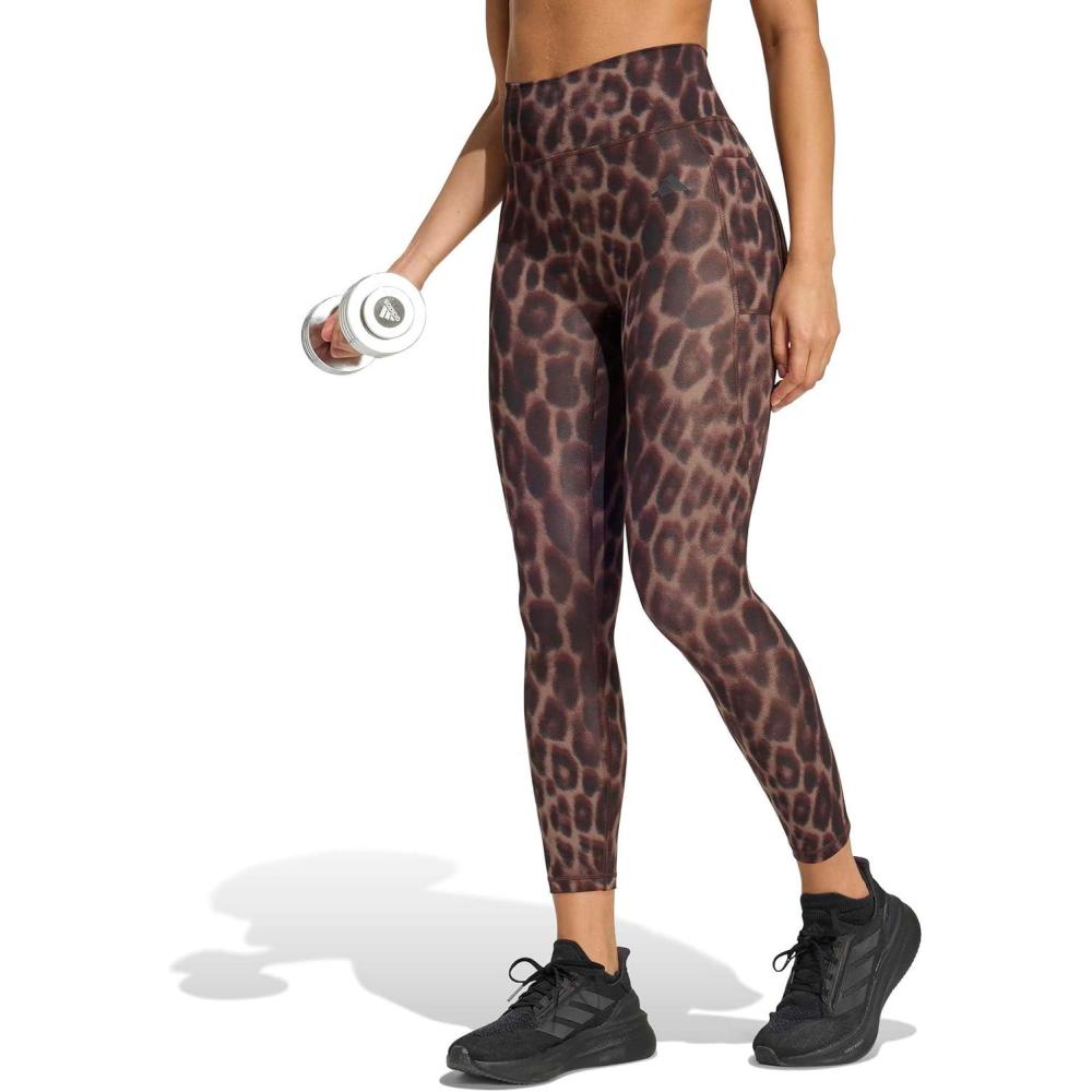 image:imageAdidas Womens Optime Essentials 3Stripes 78 Training LeggingsEarth StrataBlack