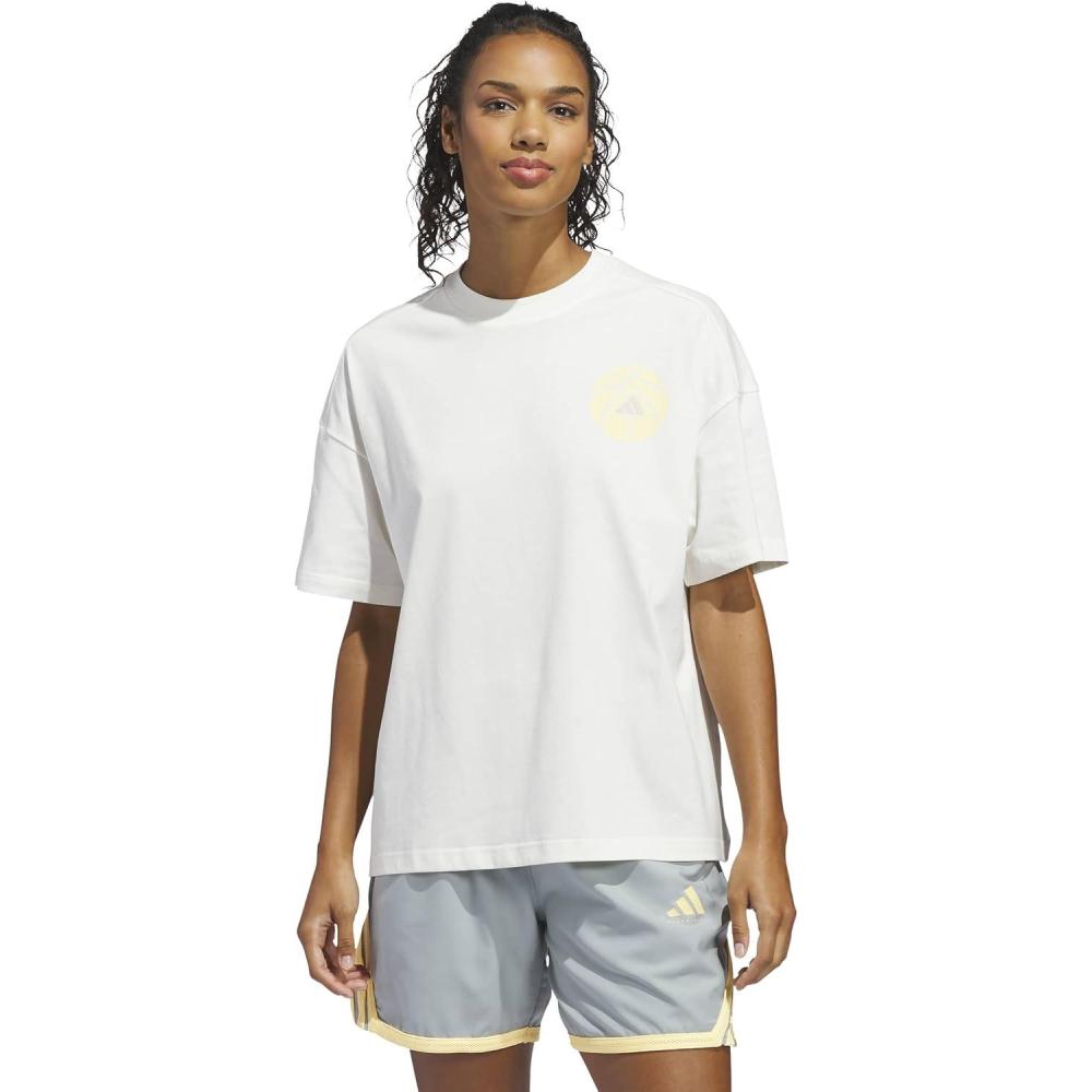 image:imageadidas Womens Basketball Graphic TShirtOff WhiteIce Tangerine