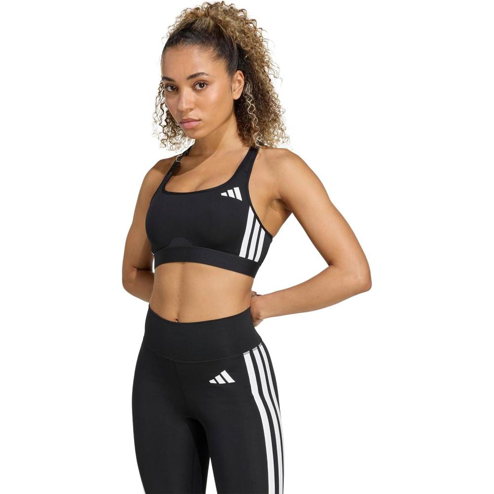 image:imageadidas Womens Powerreact Essentials MediumSupport 3Stripes BraBlack