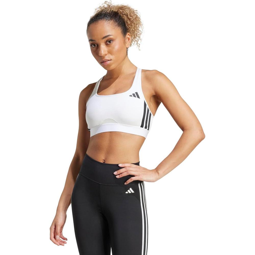 image:imageadidas Womens Powerreact Essentials MediumSupport 3Stripes BraWhite