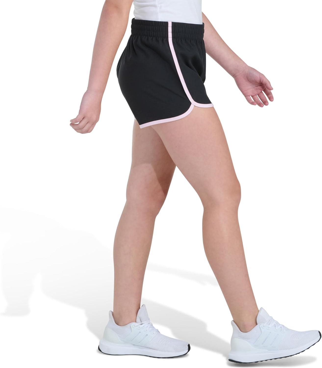 image:imageAdidas Girls Elastic Waistband Retro Woven ShortsBlack With Pink