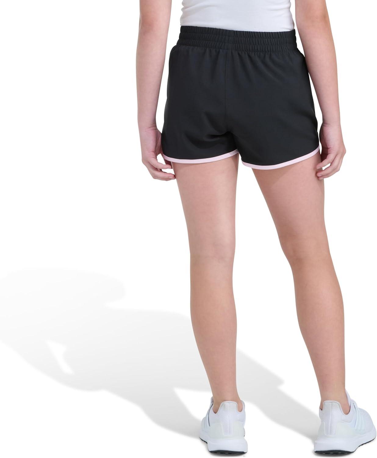 image:imageAdidas Girls Elastic Waistband Retro Woven ShortsBlack With Pink