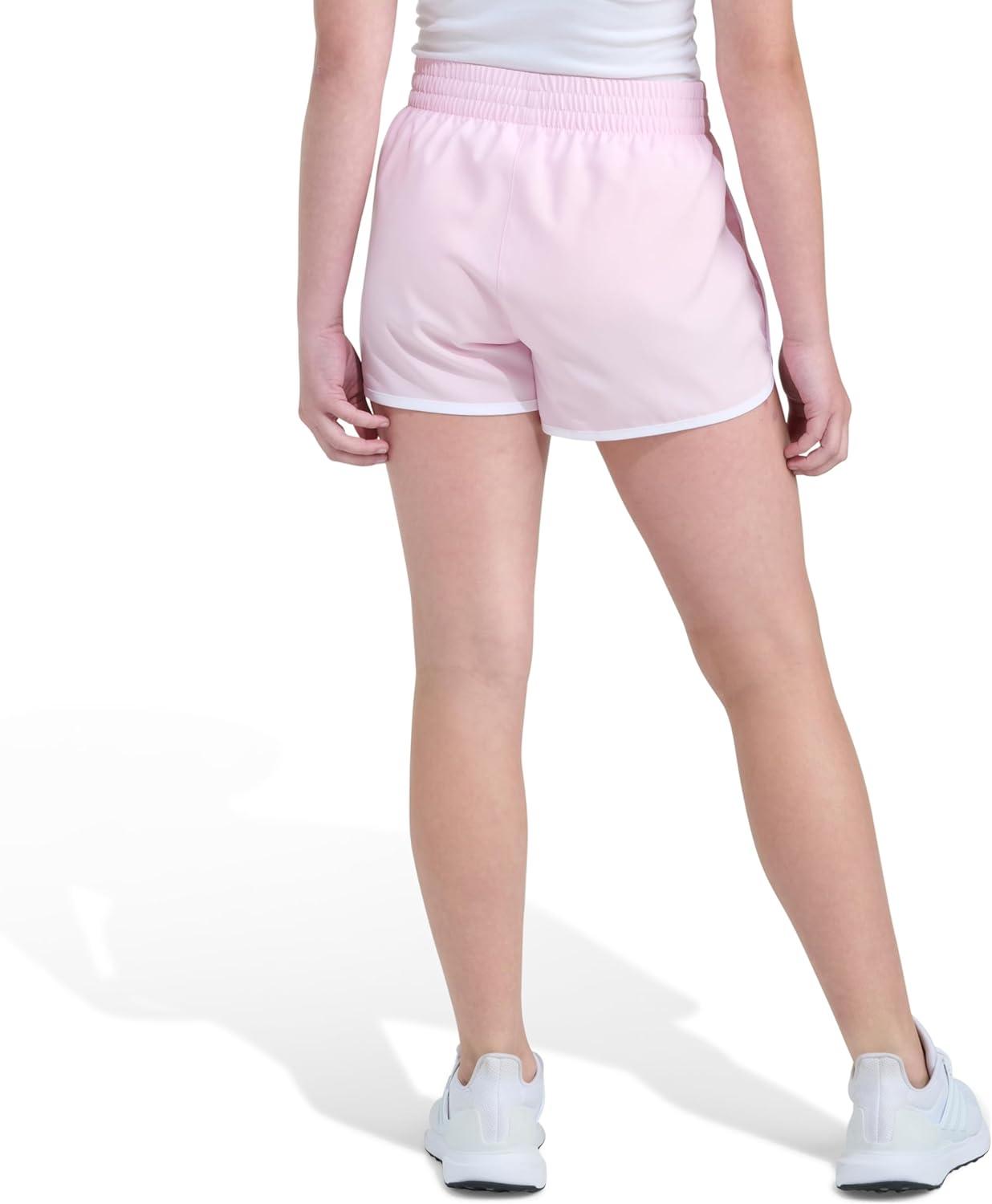 image:imageAdidas Girls Elastic Waistband Retro Woven ShortsClear Pink