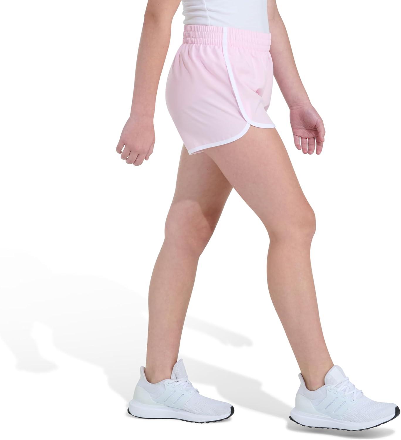 image:imageAdidas Girls Elastic Waistband Retro Woven ShortsClear Pink