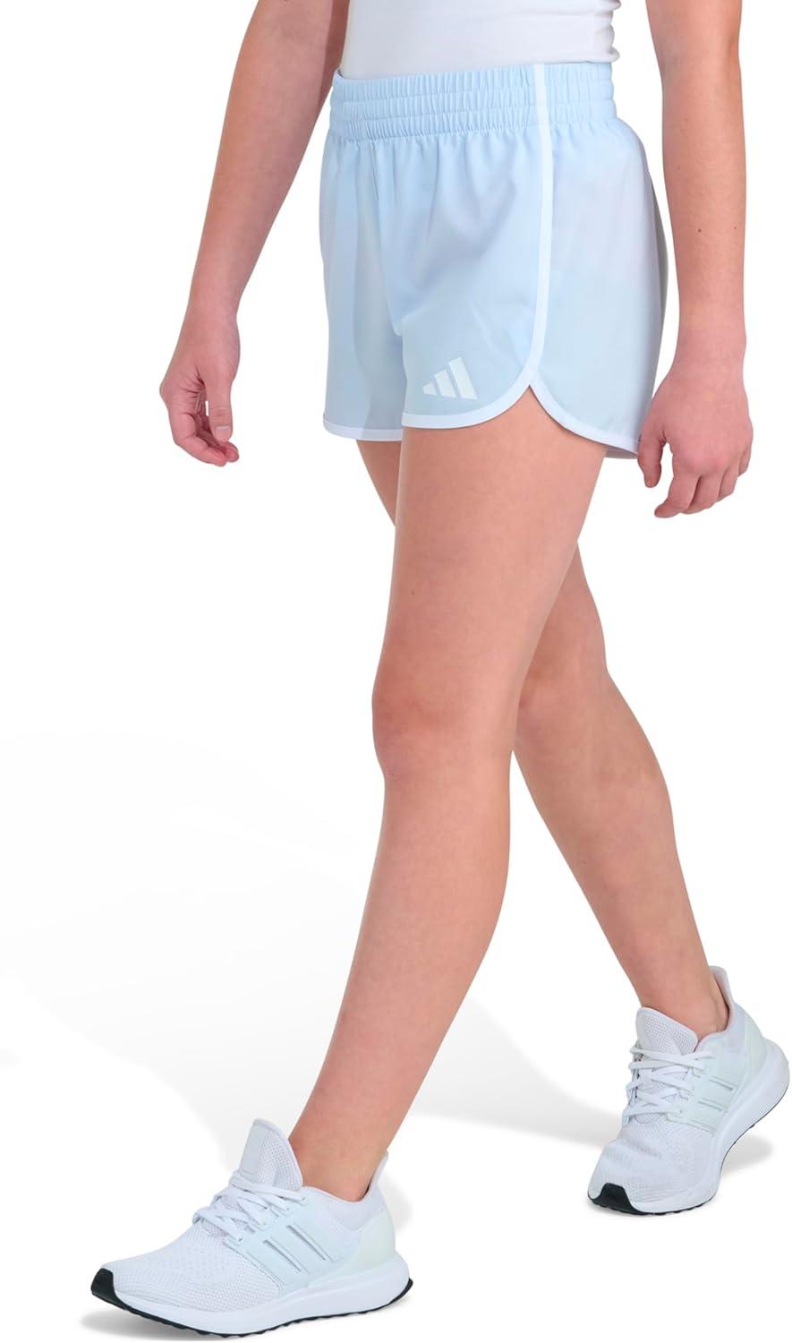 image:imageAdidas Girls Elastic Waistband Retro Woven ShortsClear Sky