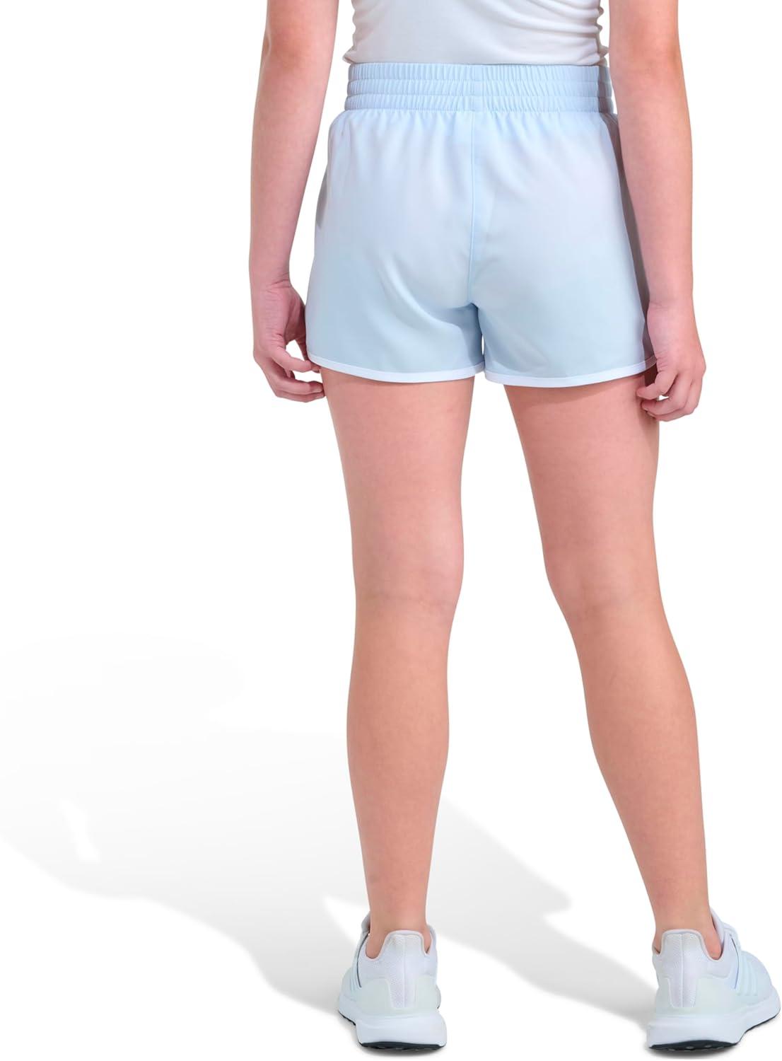 image:imageAdidas Girls Elastic Waistband Retro Woven ShortsClear Sky