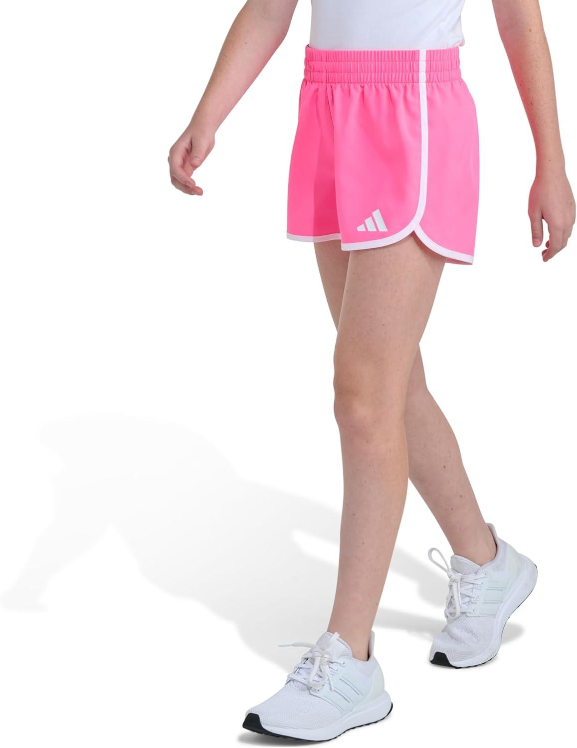 image:imageAdidas Girls Elastic Waistband Retro Woven ShortsLucid Pink