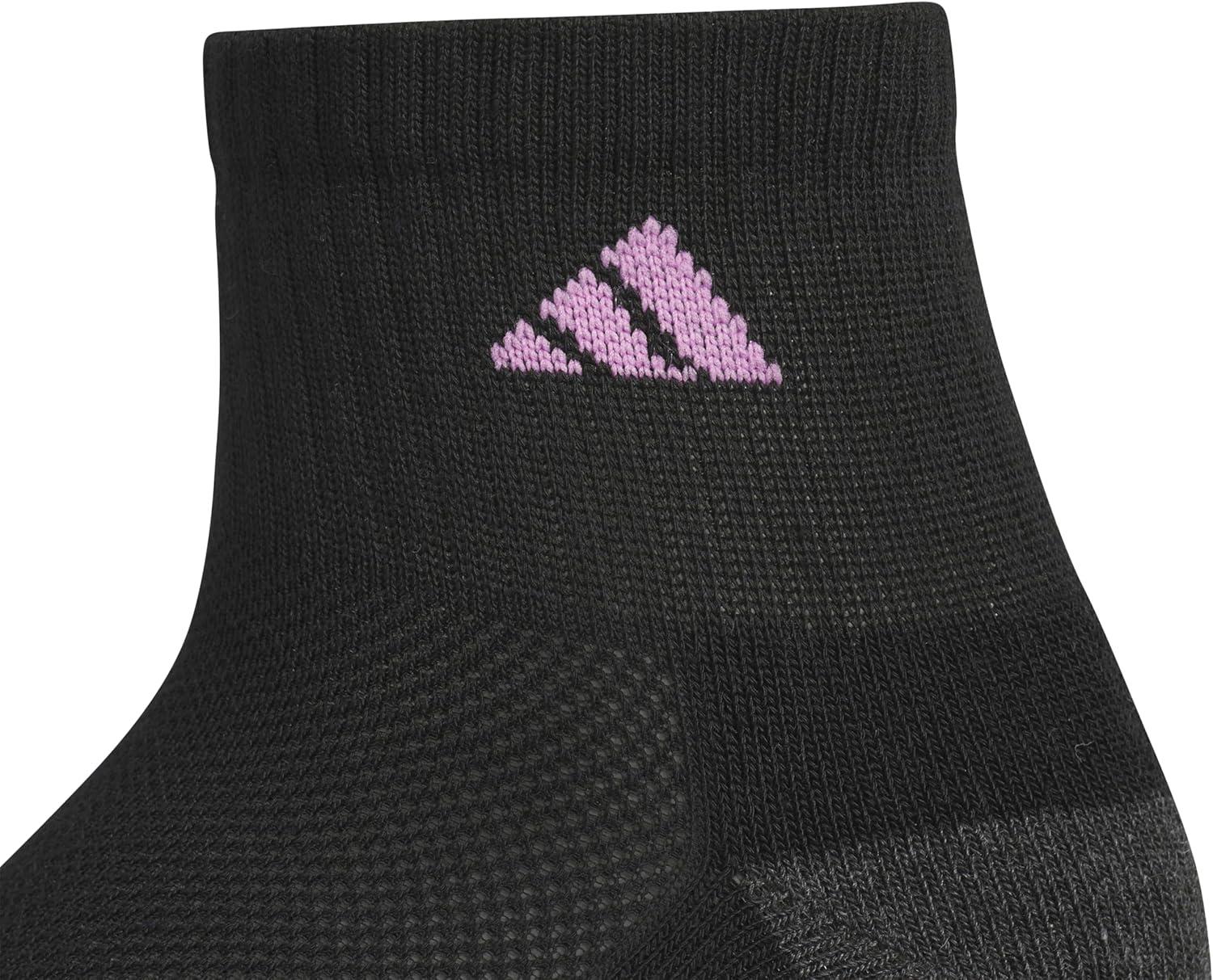 image:imageadidas Unisex Kids Cushioned Quarter Ankle Socks for Boys and Girls 6 Pairs Durable amp ComfortableGirlsBlackPreloved PurpleIce Lavender