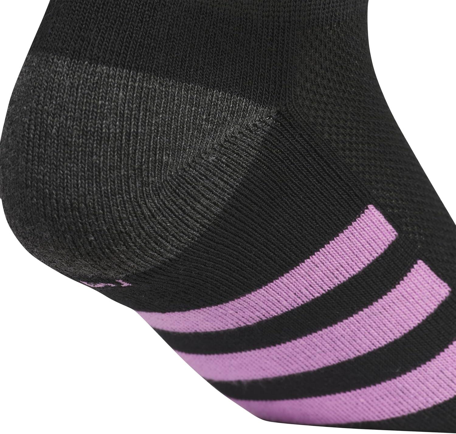 image:imageadidas Unisex Kids Cushioned Quarter Ankle Socks for Boys and Girls 6 Pairs Durable amp ComfortableGirlsBlackPreloved PurpleIce Lavender
