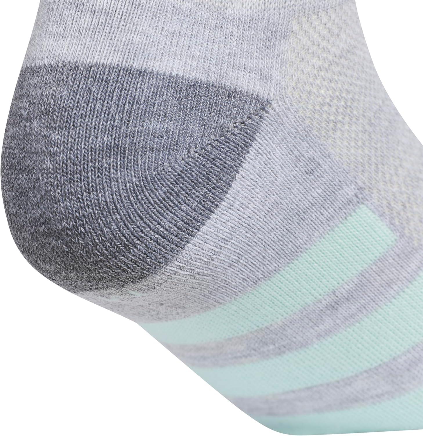 image:imageadidas Unisex Kids Cushioned Quarter Ankle Socks for Boys and Girls 6 Pairs Durable amp ComfortableGirlsCool Light HeatherGreySemi Flash Aqua Blue