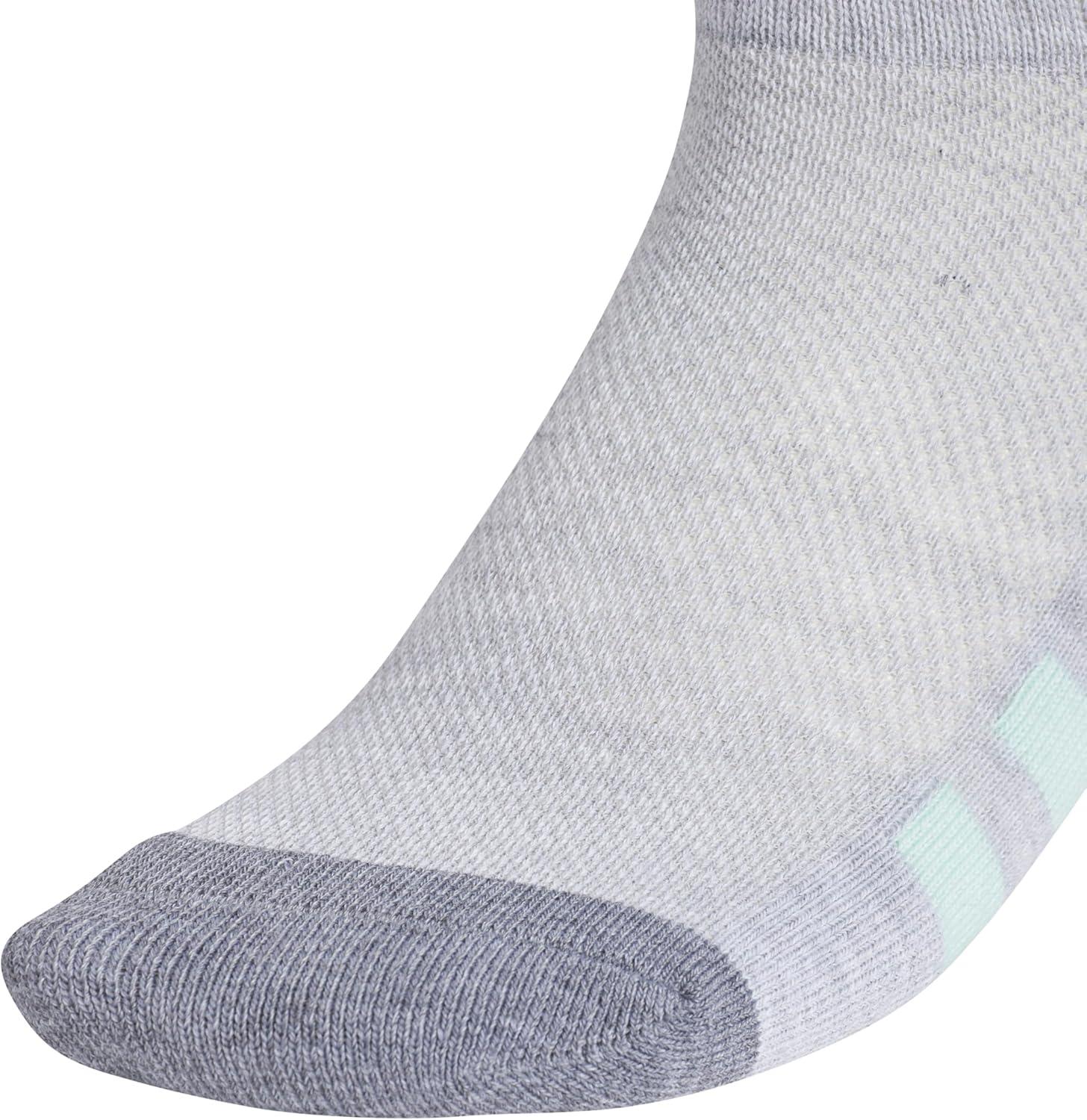 image:imageadidas Unisex Kids Cushioned Quarter Ankle Socks for Boys and Girls 6 Pairs Durable amp ComfortableGirlsCool Light HeatherGreySemi Flash Aqua Blue