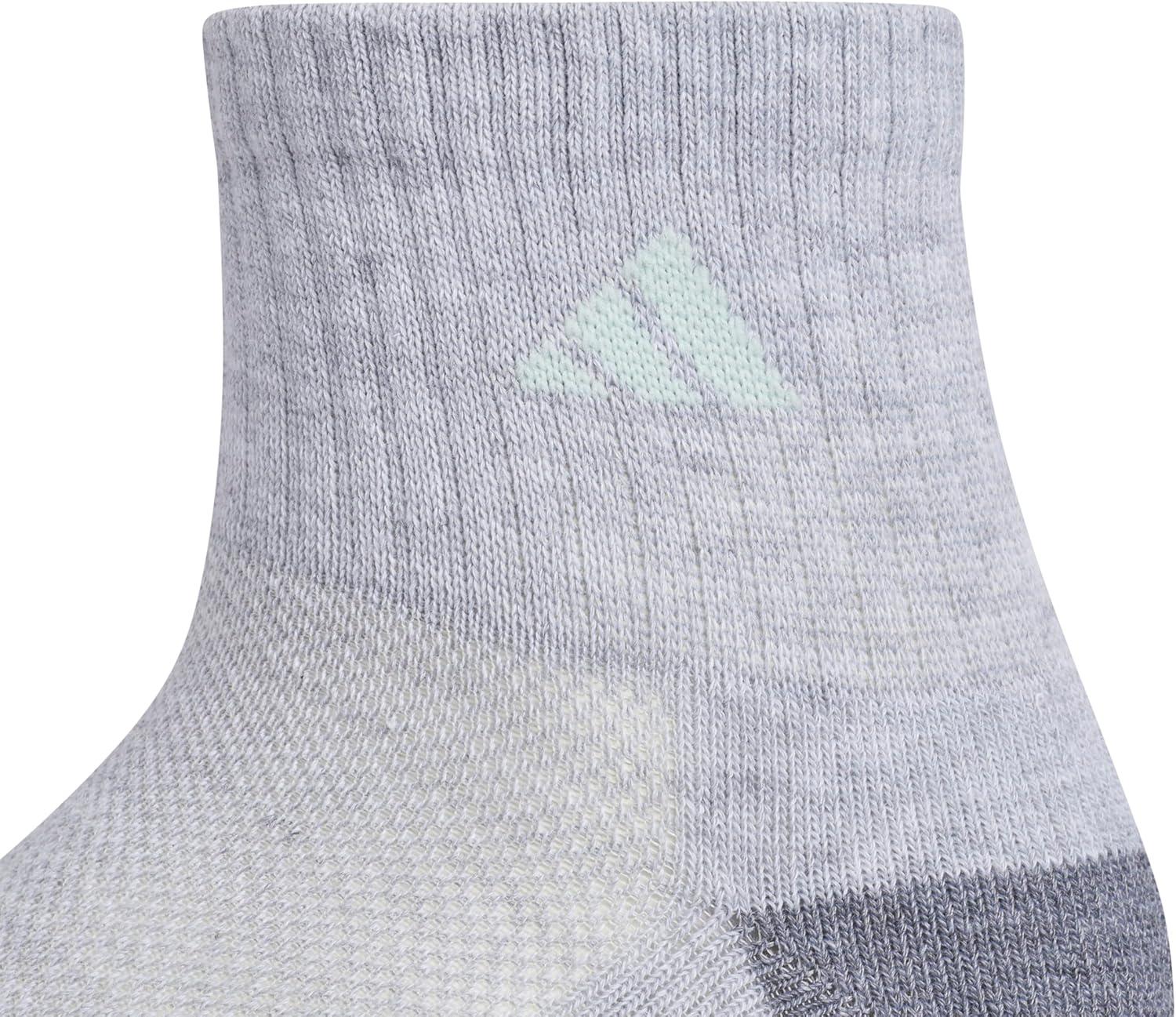 image:imageadidas Unisex Kids Cushioned Quarter Ankle Socks for Boys and Girls 6 Pairs Durable amp ComfortableGirlsCool Light HeatherGreySemi Flash Aqua Blue