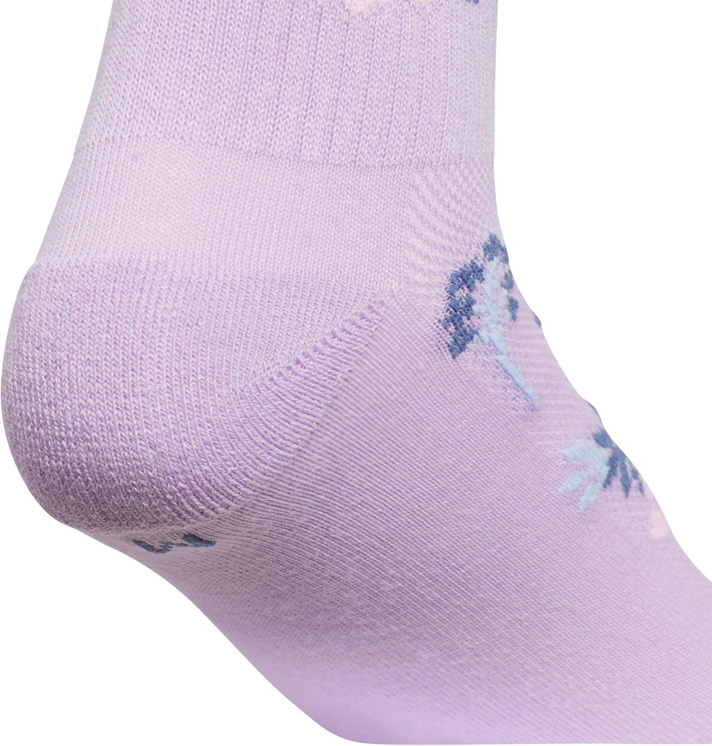 image:imageadidas Unisex Kids Cushioned Quarter Ankle Socks for Boys and Girls 6 Pairs Durable amp ComfortableGirlsGraphicPowder Plum PurpleGlow BlueClear Pink