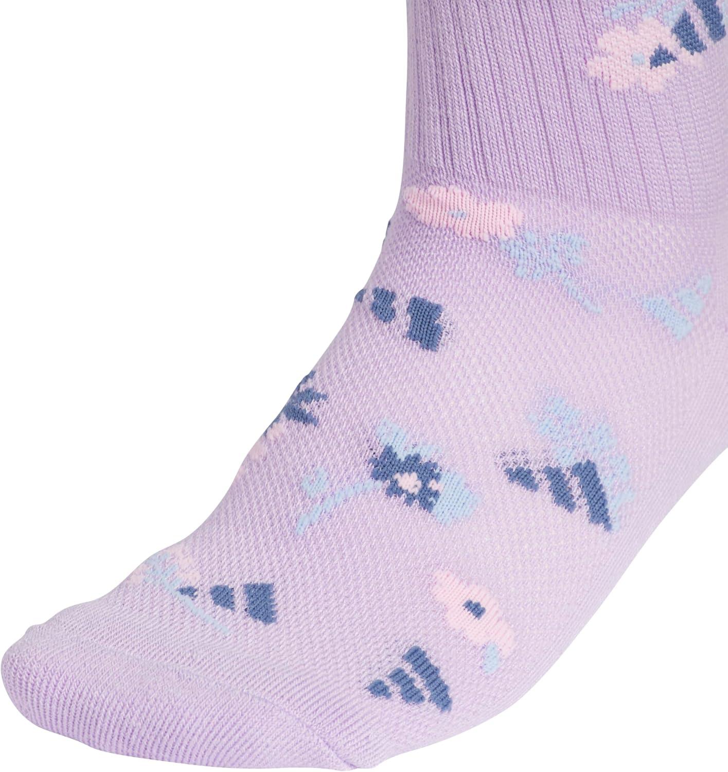 image:imageadidas Unisex Kids Cushioned Quarter Ankle Socks for Boys and Girls 6 Pairs Durable amp ComfortableGirlsGraphicPowder Plum PurpleGlow BlueClear Pink