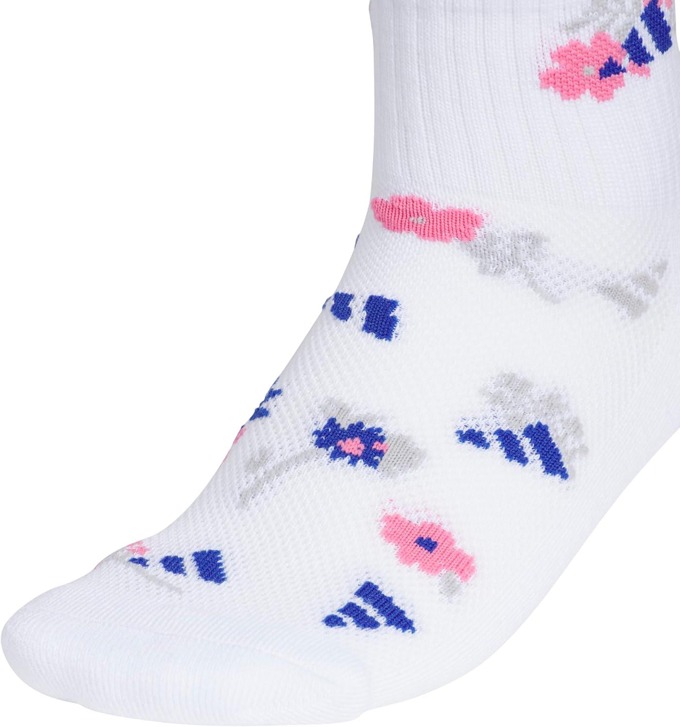 image:imageadidas Unisex Kids Cushioned Quarter Ankle Socks for Boys and Girls 6 Pairs Durable amp ComfortableGirlsGraphicWhiteTeam Royal BluePink Fusion