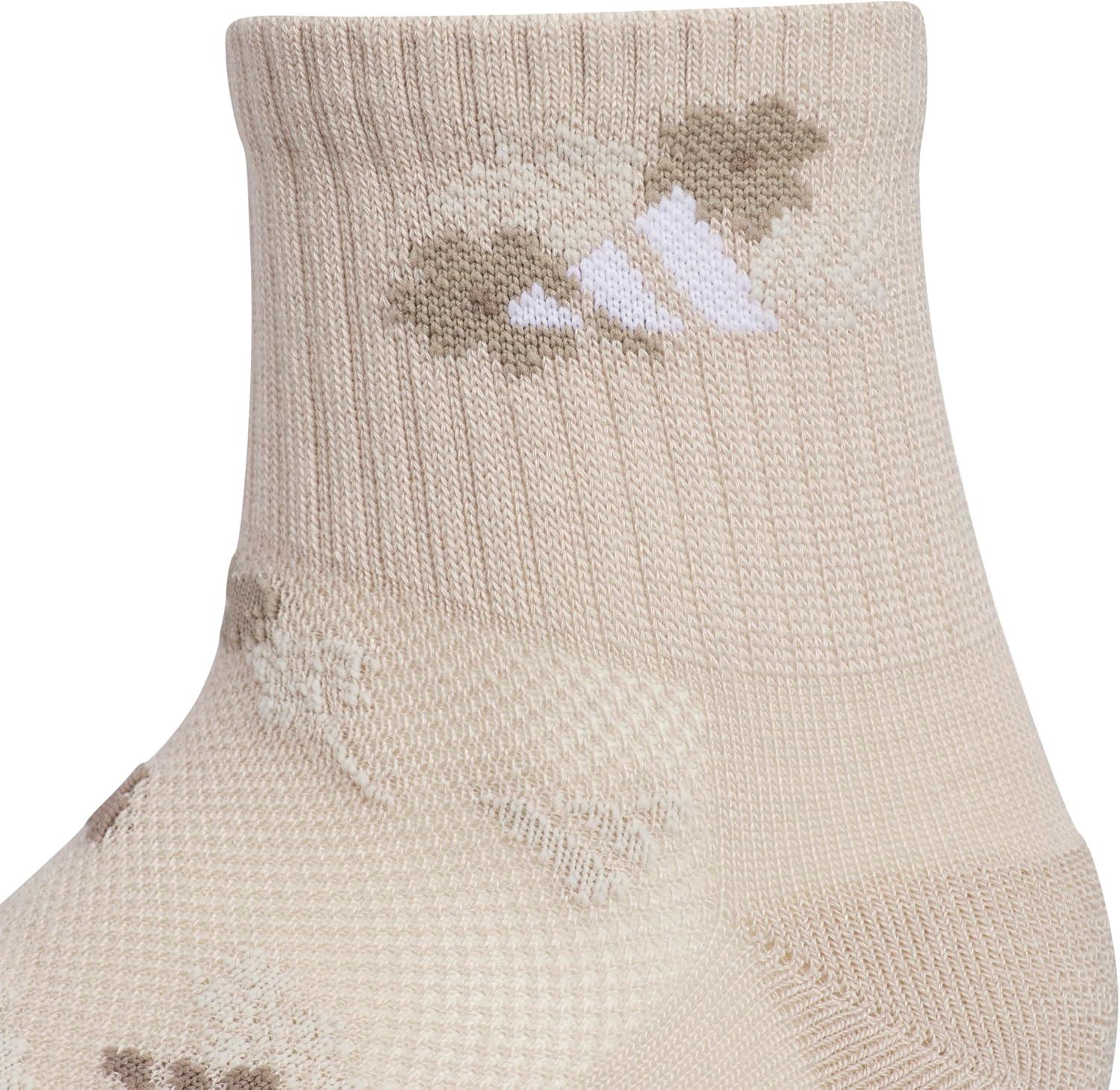 image:imageadidas Unisex Kids Cushioned Quarter Ankle Socks for Boys and Girls 6 Pairs Durable amp ComfortableGirlsGraphicWonder BeigeCool Light HeatherWonder White