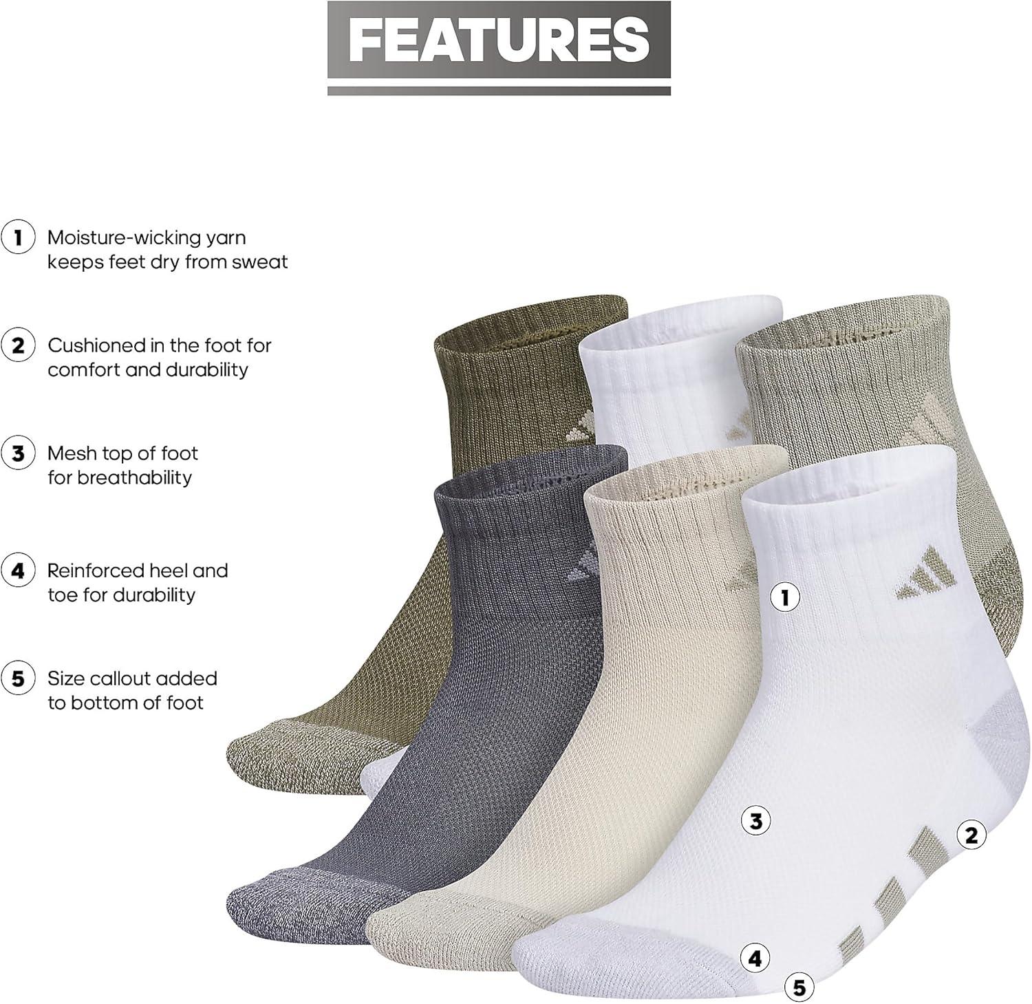 image:imageadidas Unisex Kids Cushioned Quarter Ankle Socks for Boys and Girls 6 Pairs Durable amp ComfortableSilver Pebble GreyPutty GreyWhite