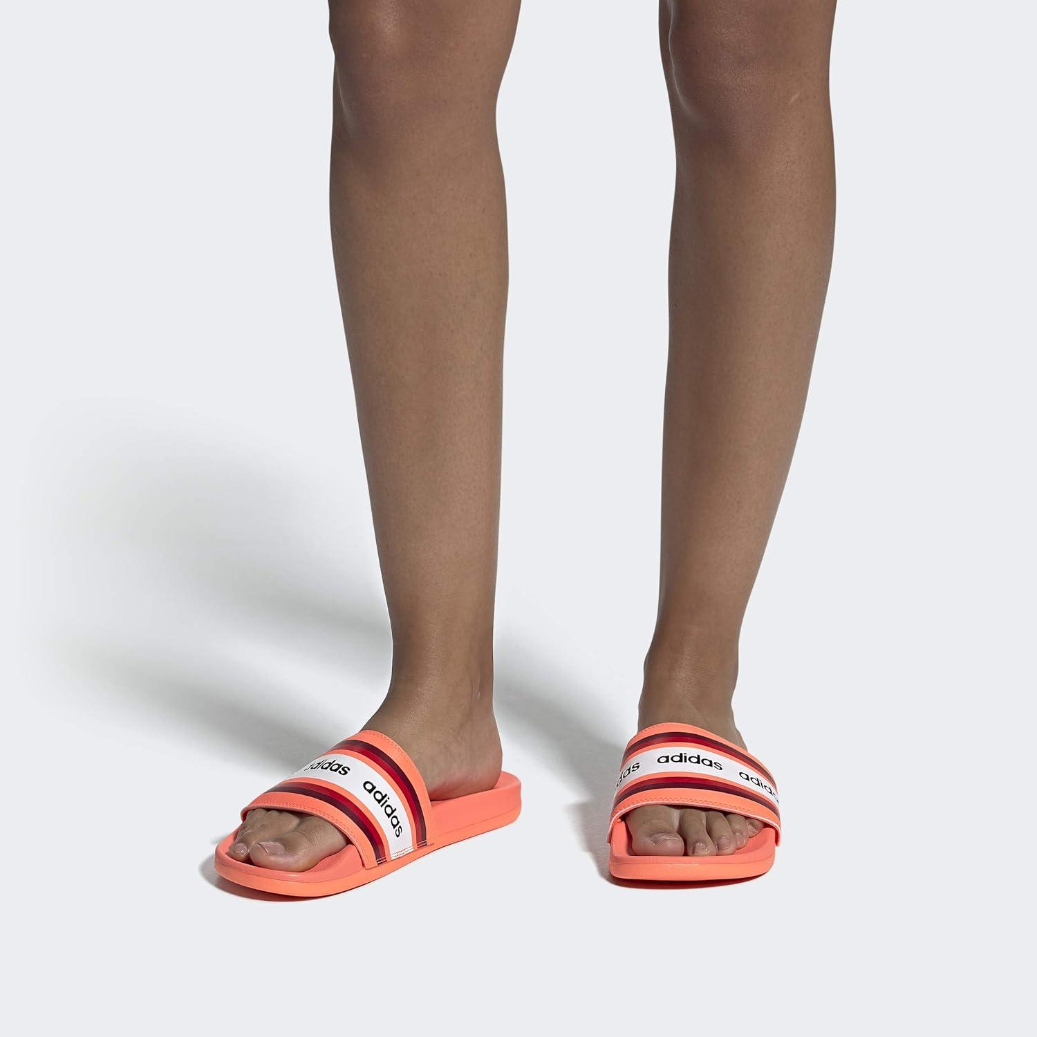 image:imageadidas Womens Adilette Comfort Slide SandalSignal CoralBurgundyWhite