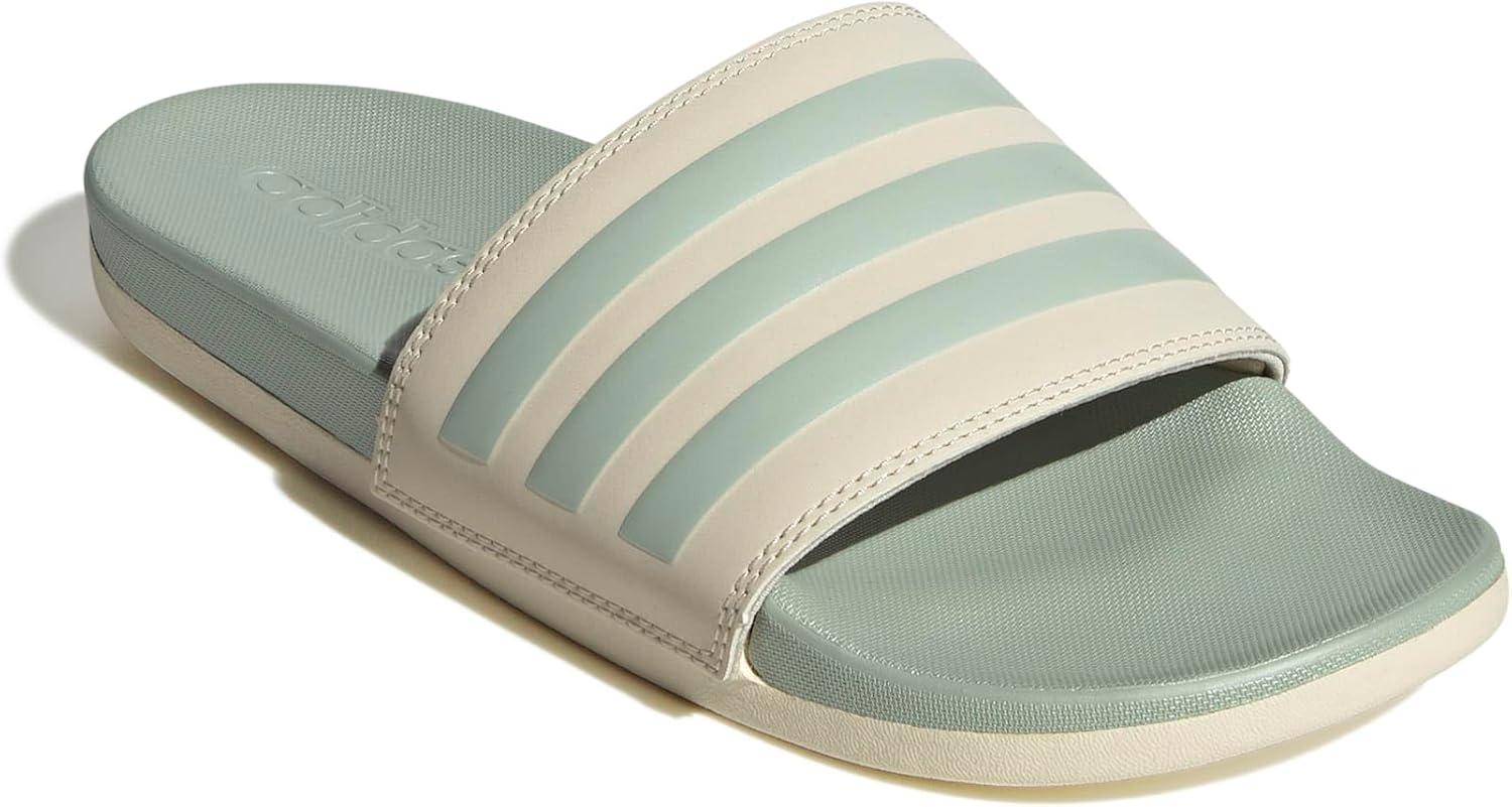 image:imageadidas Womens Adilette Comfort Slide SandalWonder WhiteLinen Green MetLinen Green Met