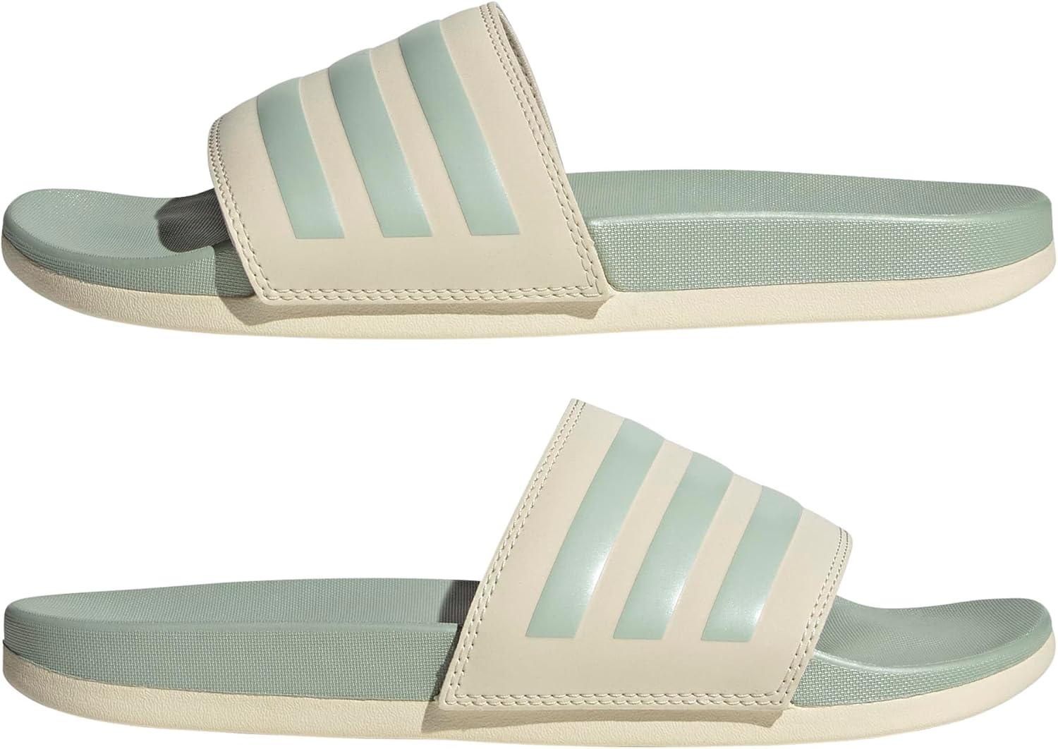 image:imageadidas Womens Adilette Comfort Slide SandalWonder WhiteLinen Green MetLinen Green Met