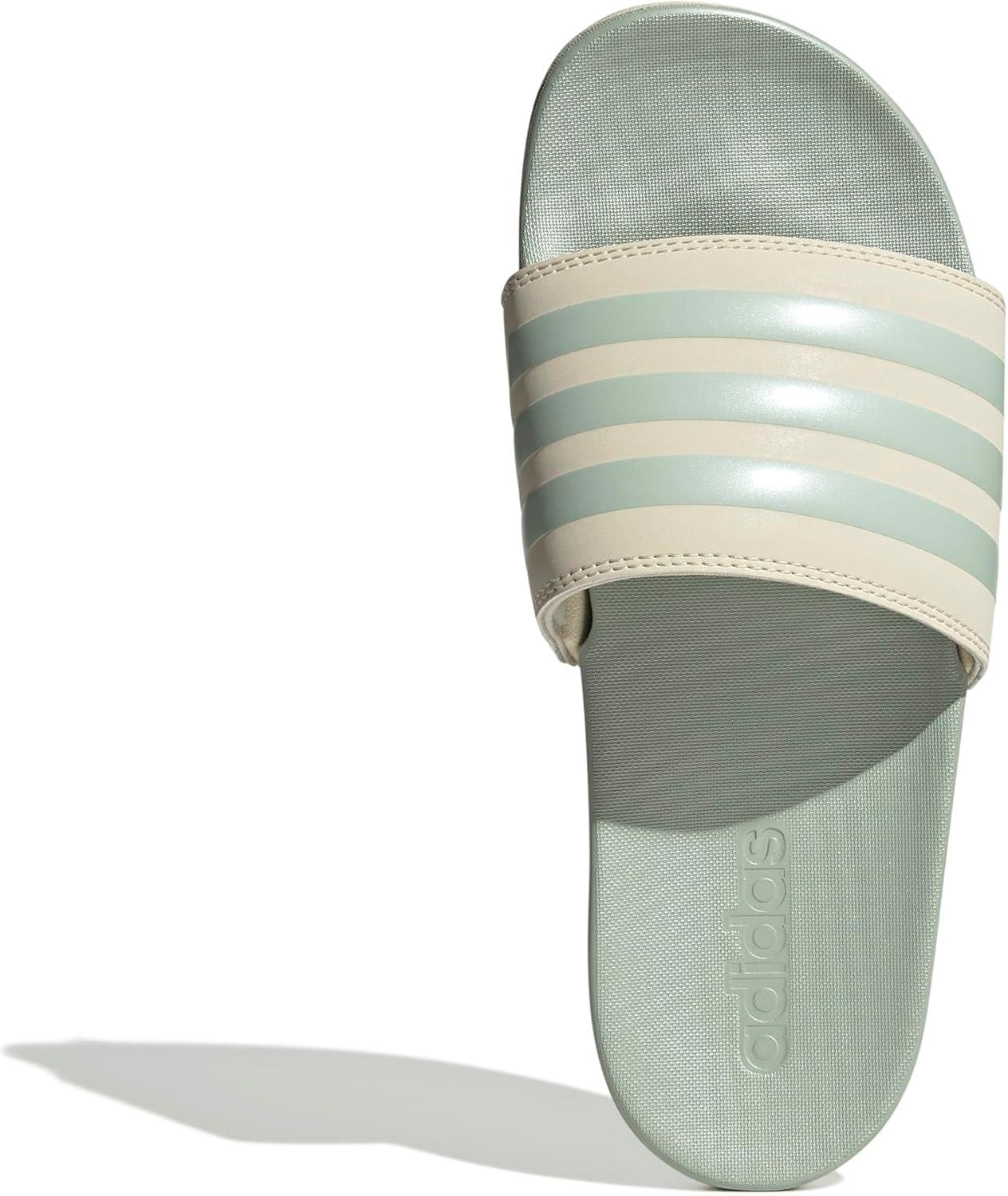 image:imageadidas Womens Adilette Comfort Slide SandalWonder WhiteLinen Green MetLinen Green Met