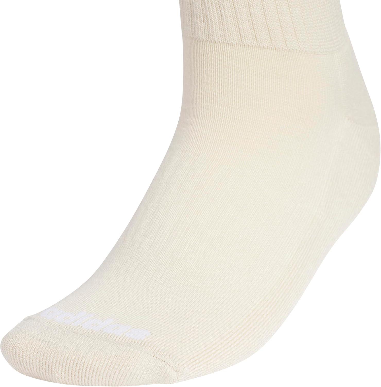 image:imageadidas womens Cushioned Crew Socks 3 Pairs Durable amp ComfortableCrystal Linen BeigeWhiteChalky Brown3stripe4