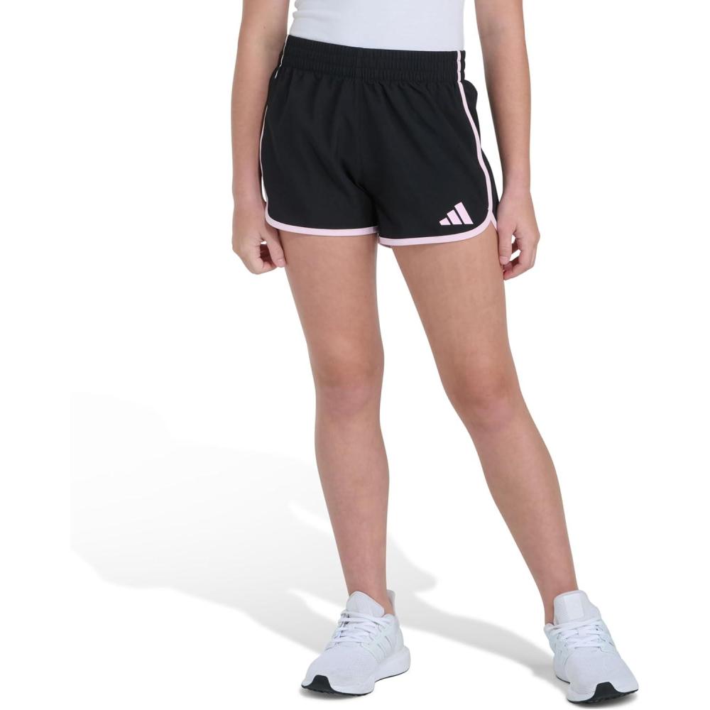 image:imageAdidas Girls Elastic Waistband Retro Woven ShortsBlack With Pink