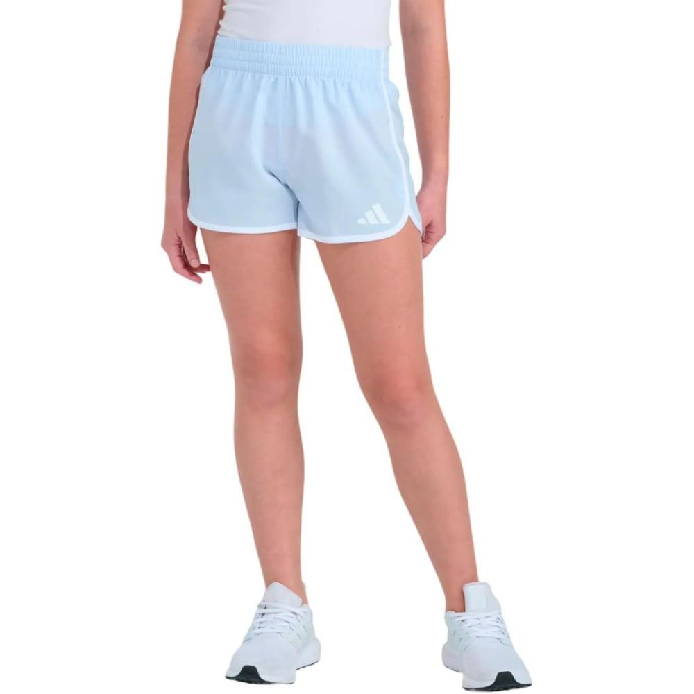 image:imageAdidas Girls Elastic Waistband Retro Woven ShortsClear Sky