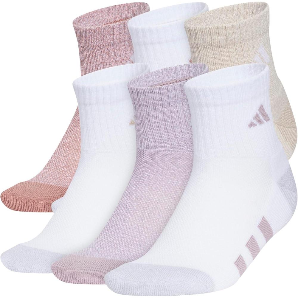 image:imageadidas Unisex Kids Cushioned Quarter Ankle Socks for Boys and Girls 6 Pairs Durable amp ComfortableGirlsWarm Clay PinkWonder BeigePreloved Fig Purple