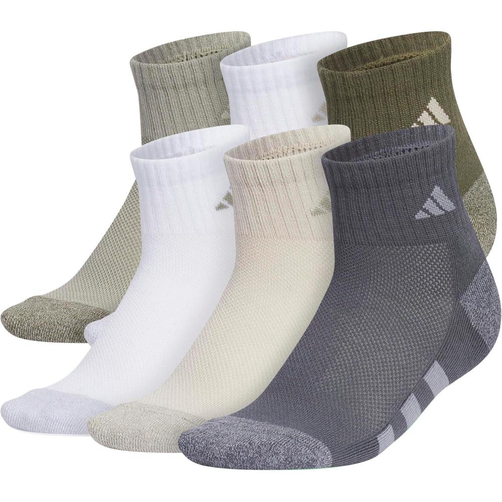 image:imageadidas Unisex Kids Cushioned Quarter Ankle Socks for Boys and Girls 6 Pairs Durable amp ComfortableSilver Pebble GreyPutty GreyWhite